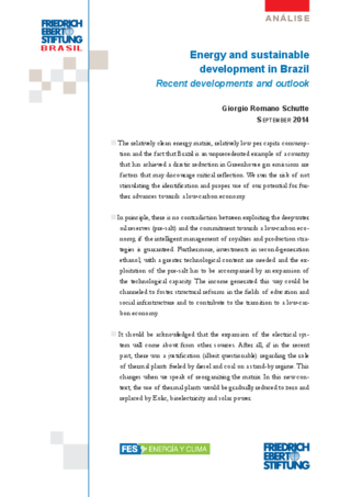 Energy and sustainable development in Brazil