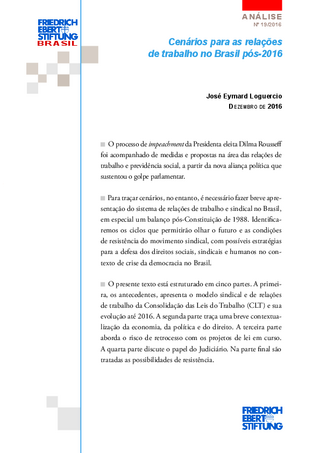 Cénarios para as relações de trabalho no Brasil pós-2016