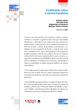 Contribuição crítica à reforma trabalhista